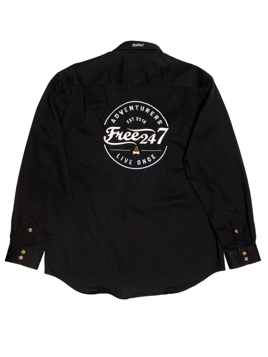 Adventurers Embroidered - Half Button Long Sleeve Men's Shirt