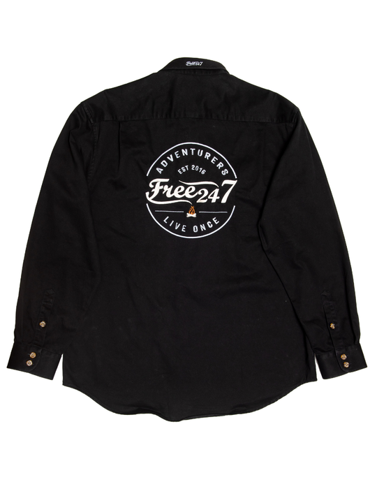 Adventurers Embroidered - Half Button Long Sleeve Men's Shirt
