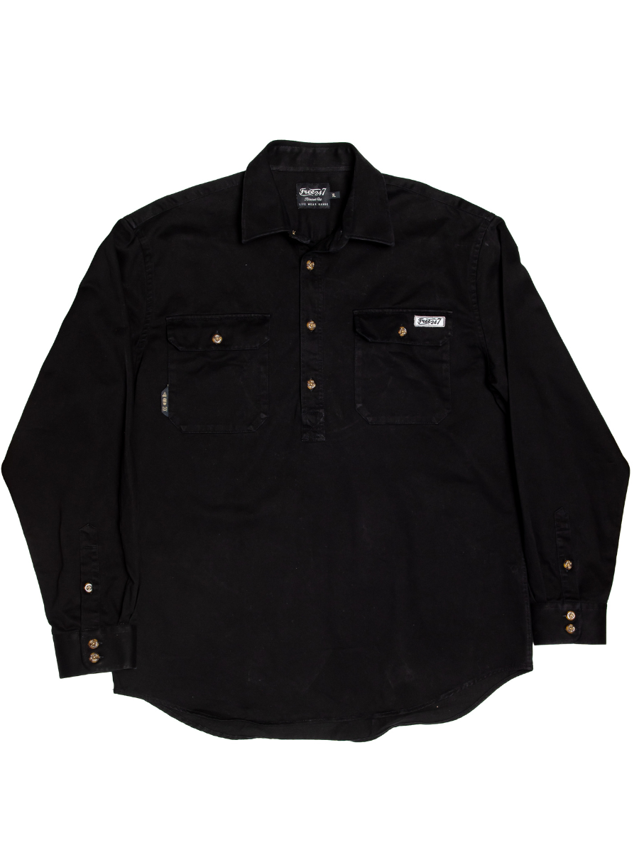 Adventurers Embroidered - Half Button Long Sleeve Men's Shirt