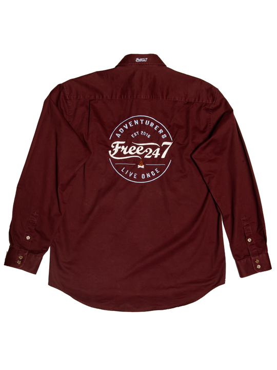 Adventurers Embroidered - Half Button Long Sleeve Men's Shirt