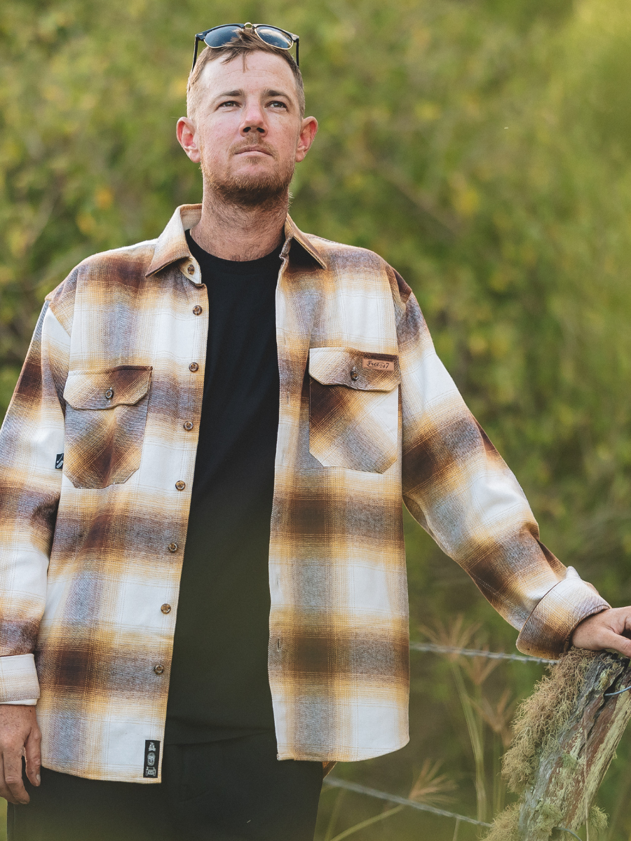 Bonfire Heavy Weight Premium Longsleeve Flannel Shirt - Rust
