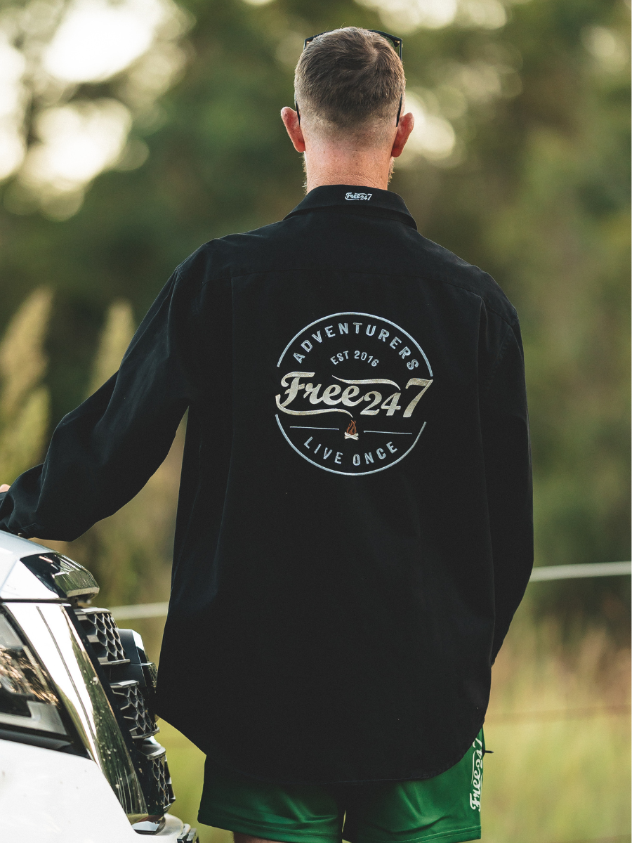 Adventurers Embroidered - Half Button Long Sleeve Men's Shirt