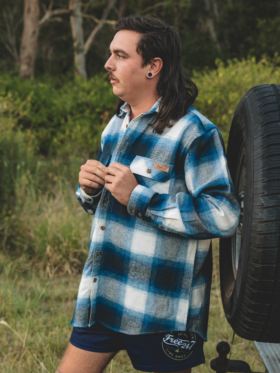 Bonfire Heavy Weight Premium Longsleeve  Flannel - Navy