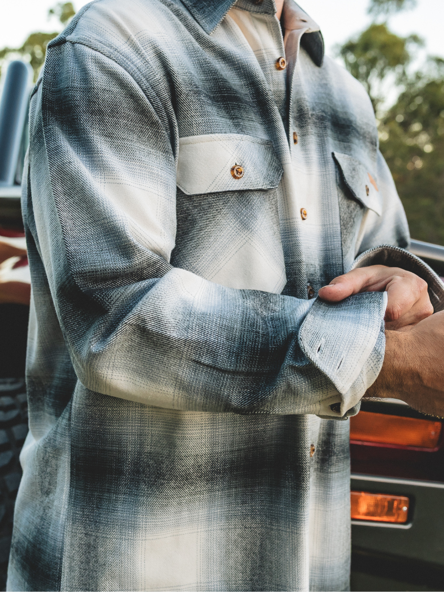 Bonfire Heavy Weight Premium Longsleeve Flannel Shirt - Smoke